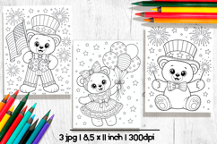Cute teddy bear patriotic coloring pages Product Image 1