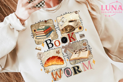 Boho Wildflower Bookworm Png, Bookish Png, Cottagecore Book Product Image 2