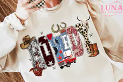 Howdy PNG Retro Western Shirt Design, Leopard Checkered Cow Product Image 2