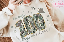 Preppy 100 Days Of School PNG Camo Checkered, 100th Day Png Product Image 2