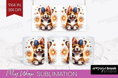 Corgi Dog Mug Wrap Patriotic Dog Mug PNG Sublimation Product Image 1
