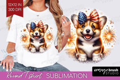 Corgi Dog Round Tshirt Background Patriotic Dog PNG Product Image 1
