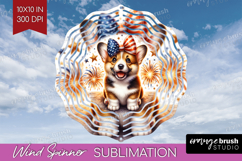 Corgi Dog Wind Spinner Sublimation PNG Patriotic Dog Round Product Image 1
