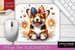 Corgi Dog Mouse Pad Sublimation Patriotic Dog Mousepad PNG Product Image 1