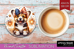 Corgi Dog Round Coaster Patriotic Dog Coaster PNG Product Image 1