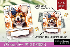 Corgi Dog Money Card PNG 4th of July Money Card Holder Product Image 1