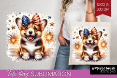 Corgi Dog Tote Bag Patriotic Dog Tote Bag PNG Sublimation Product Image 1