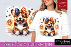Corgi Dog Square Tshirt Background Patriotic Dog PNG Product Image 1