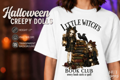 Little Witch's Book Club Creepy Doll Gothic Halloween PNG Product Image 1