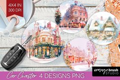 Christmas City Car Coaster - Cozy Christmas Coaster PNG Product Image 1