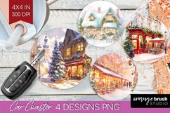 Christmas City Car Coaster - Cozy Christmas Coaster PNG Product Image 1