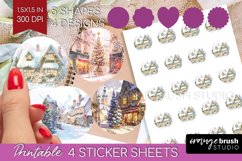 Christmas City Round Sticker - Cozy Christmas Printable Product Image 1