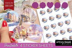 Christmas City Round Sticker - Cozy Christmas Printable Product Image 1