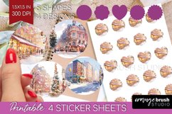 Christmas City Round Sticker - Cozy Christmas Printable Product Image 1