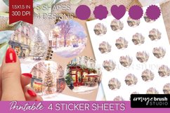 Christmas City Round Sticker - Cozy Christmas Printable Product Image 1