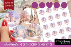 Christmas City Round Sticker - Cozy Christmas Printable Product Image 1