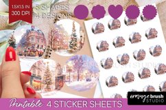 Christmas City Round Sticker - Cozy Christmas Printable Product Image 1
