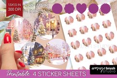Christmas City Round Sticker - Cozy Christmas Printable Product Image 1