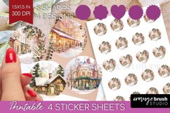Christmas City Round Sticker - Cozy Christmas Printable Product Image 1