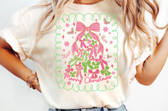 Pink and Green Christmas Wreath Sublimation, Christmas Png Product Image 3