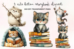 Cute Kitten Storybook Clipart PNG Product Image 1