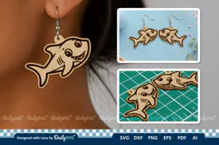 Cute Ocean Animal Earring SVG | Kawaii Sea Life Product Image 2