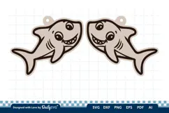 Cute Ocean Animal Earring SVG | Kawaii Sea Life Product Image 1