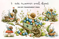 Cute Summer Snail Clipart PNG Product Image 1