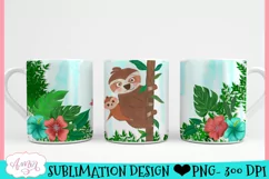 Sloth Mom Mug Wrap PNG| Cute Animal Mug Templates Product Image 2