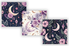 Cute Purple Flowers Pattern Bundle, Seamless Watercolor Product Image 3
