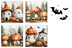 Watercolor Halloween Square Coasters, Fall Square Coaster Product Image 3