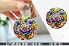 Flower Keychain Sublimation - Autumn Keychain PNG Design Product Image 1