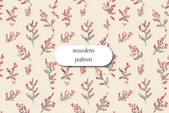 Red Winter Berries Botanical Seamless Pattern Background Product Image 1