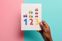 Cute Car Numbers Poster for Kids | EPS SVG PNG JPG Product Image 3