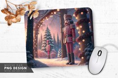 Festive Pink Nutcrackers in a Snowy Forest Mouse Pad PNG Product Image 1