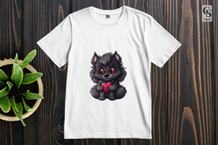 Cute Dark Wolf Holding Heart Clipart PNG Product Image 2
