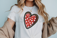 Heart Shaped Cookie With Red Icing And White Polka Dots Product Image 3