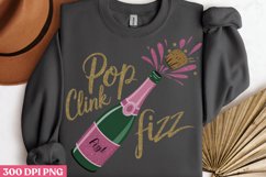 Pop clink fizz PNG, Happy New Year Sublimation Product Image 3