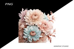 Rose Gold and Teal Chrysanthemum PNG Product Image 1