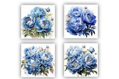 10 Blue Peonies Clipart PNG Product Image 3