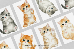 15 Bundle Watercolor Baby Cats Kitten Fluffy Pet Fat Funny Product Image 3