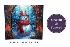 Stained Glass Snowman Tumbler Wrap, Christmas Sublimation Product Image 3