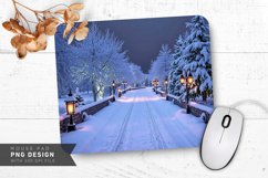 Snow Covered Mountain Cabin in the Forest Mouse Pad PNG Product Image 1