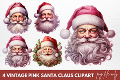 Vintage Pink Santa Claus Clipart Product Image 1