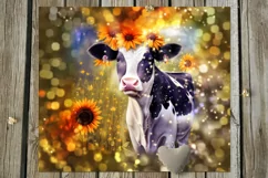 Cow & sunflowers | 9 Skinny tumbler Sublimation designs, JPG Product Image 3