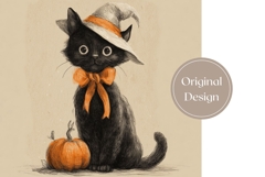 Cartoon Halloween Cat Tumbler, Halloween Black Cat PNG Product Image 3