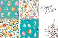 Easter Pillow Case Designs, Watercolor Easter Eggs Print Product Image 3
