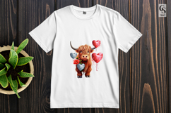 Highland Cow Valentine Hearts Cute Illustration PNG Product Image 2