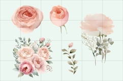 Pink Peony Clipart PNG, Watercolor Pink Peony Ornament Product Image 3