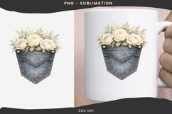 Denim pocket flowers png design for T-shirts Product Image 3